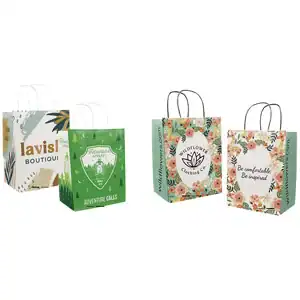 Full Color All Sides White Kraft Paper Twist Handle Bags