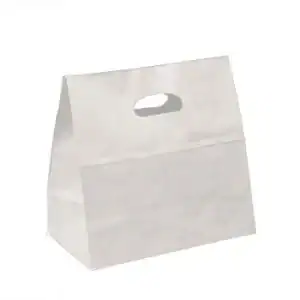 White Kraft Die-cut Take Out Bag