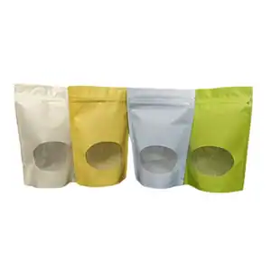 Colored Oval Bottom Window Stand Up Pouches