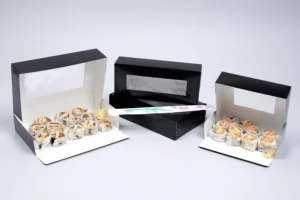 Black Gloss Windowed Sushi Take-Out Boxes
