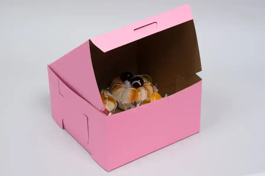 7x7x4 Pink Bakery Box - Open