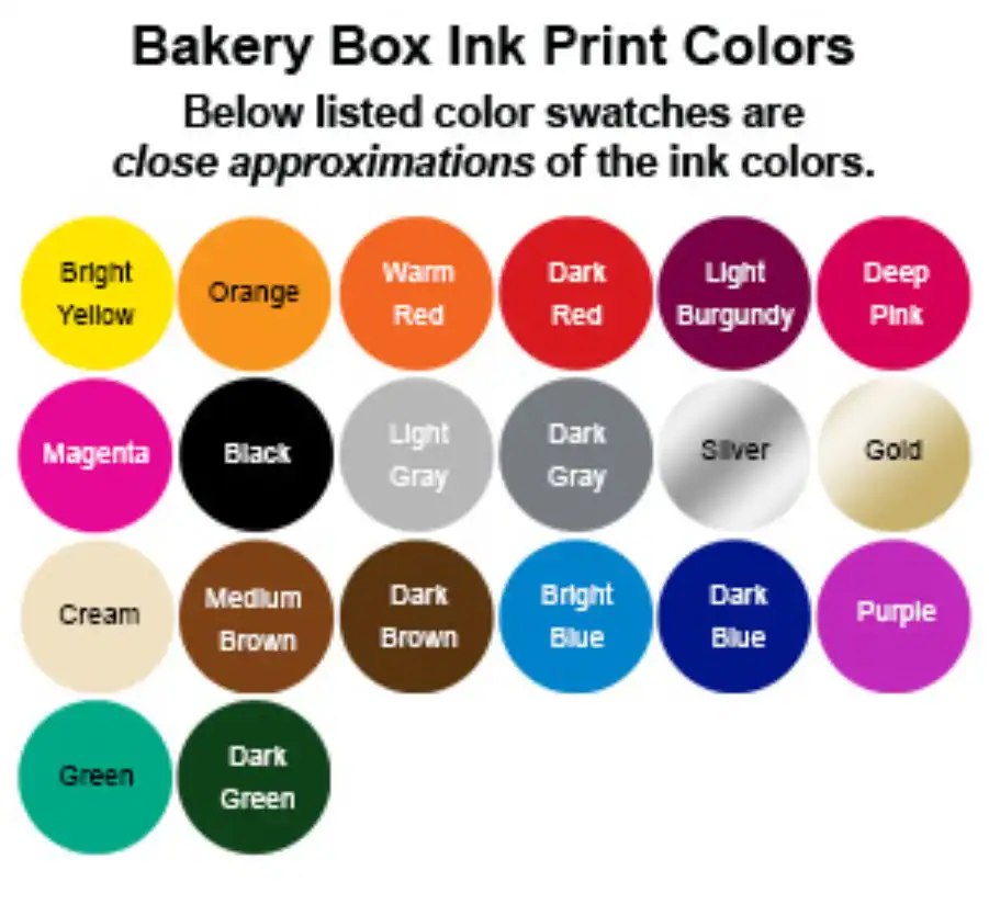 donut, cupcake, and bakery box ink print colors