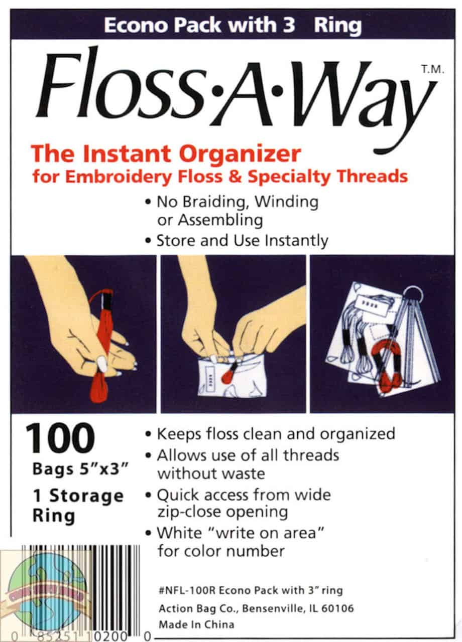 Floss-A-Way Bags with Ring for embroidery floss and specialty threads, keeps items organized and acc.