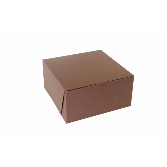 Premium bakery box for chocolates and baked goods, 10x10x5 inches, chocolate cocoa color, with secur.