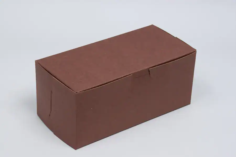 Durable chocolate cocoa bakery box with secure lock corner design.