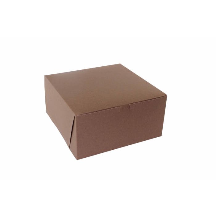 Bakery box with 12x12x6 dimensions, chocolate cocoa color, 1-piece lock corner design. Perfect for p.