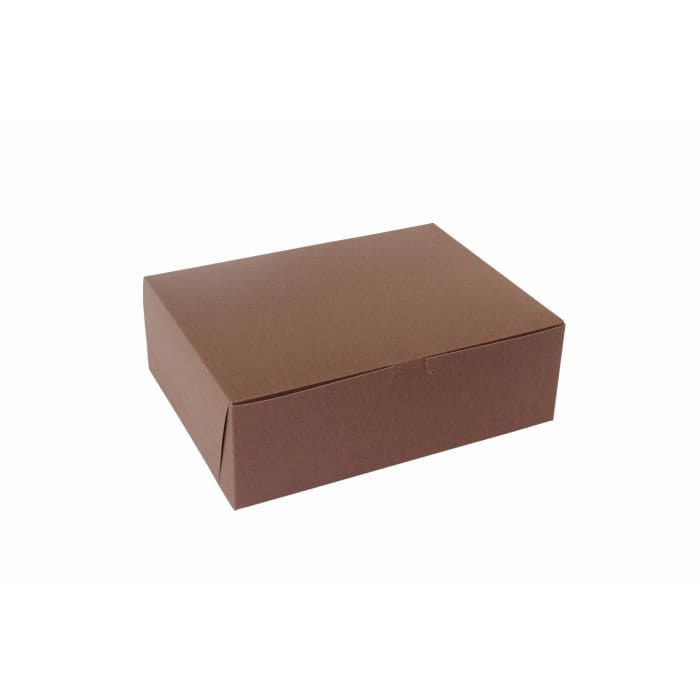 Cupcake box with lock corner design, 12x9x4 inches, in chocolate cocoa color for bakery packaging.