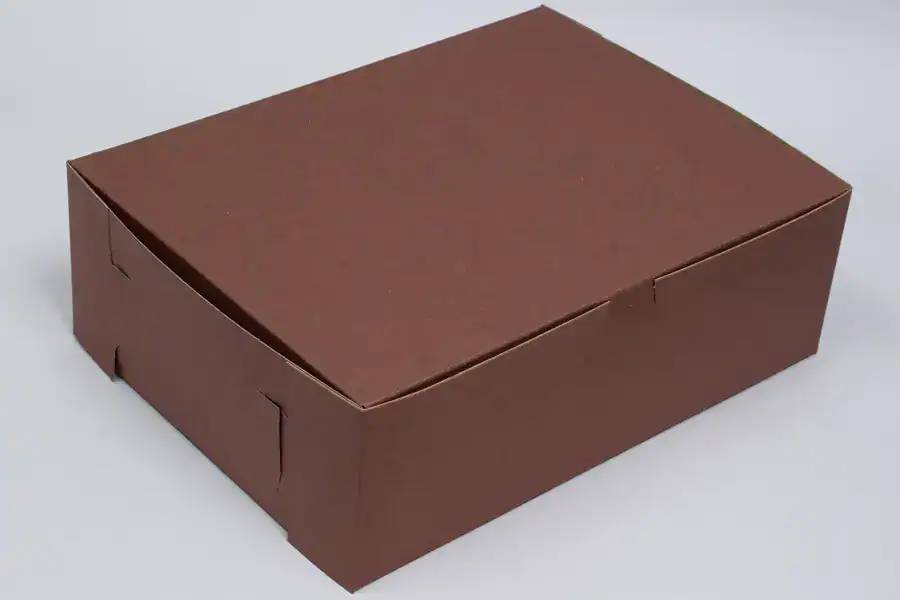 Brown cupcake box with lock corners, ideal for chocolate cupcakes and bakery packaging.