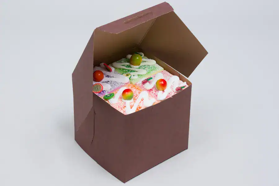 Secure 4x4x4 cupcake packaging for chocolates and treats.