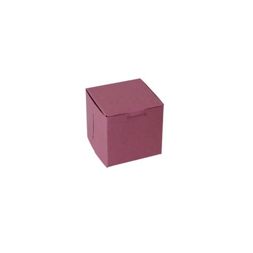 Small pink cardboard box for packaging and shipping purposes.