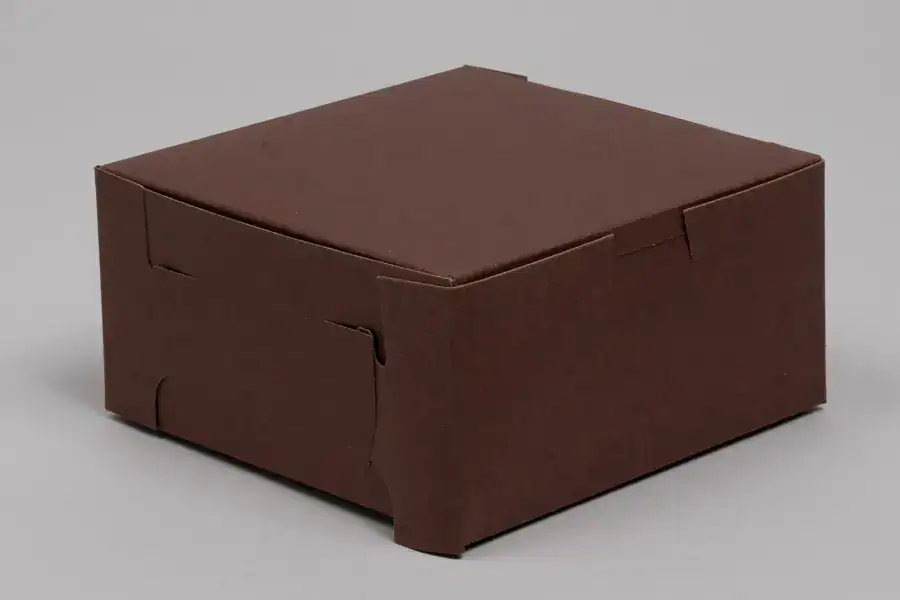 Durable chocolate cocoa bakery box with secure lock corner design.