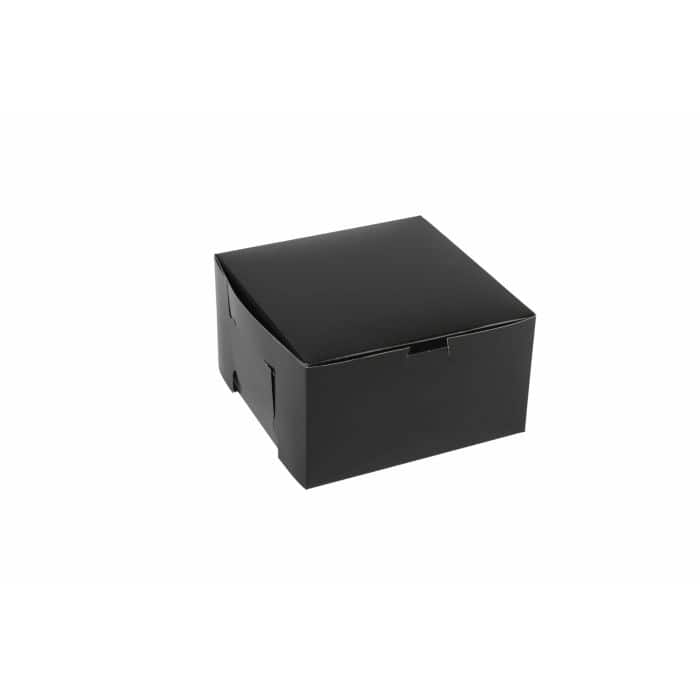 Black bakery box for packaging baked goods and treats. Perfect for cafes, bakeries, and catering ser.