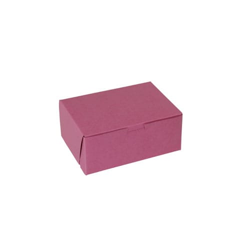 Pink cardboard shipping box for packaging and mailing.