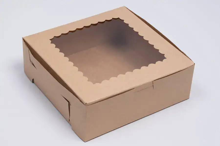Window cupcake box with clear viewing window and lock corner design.