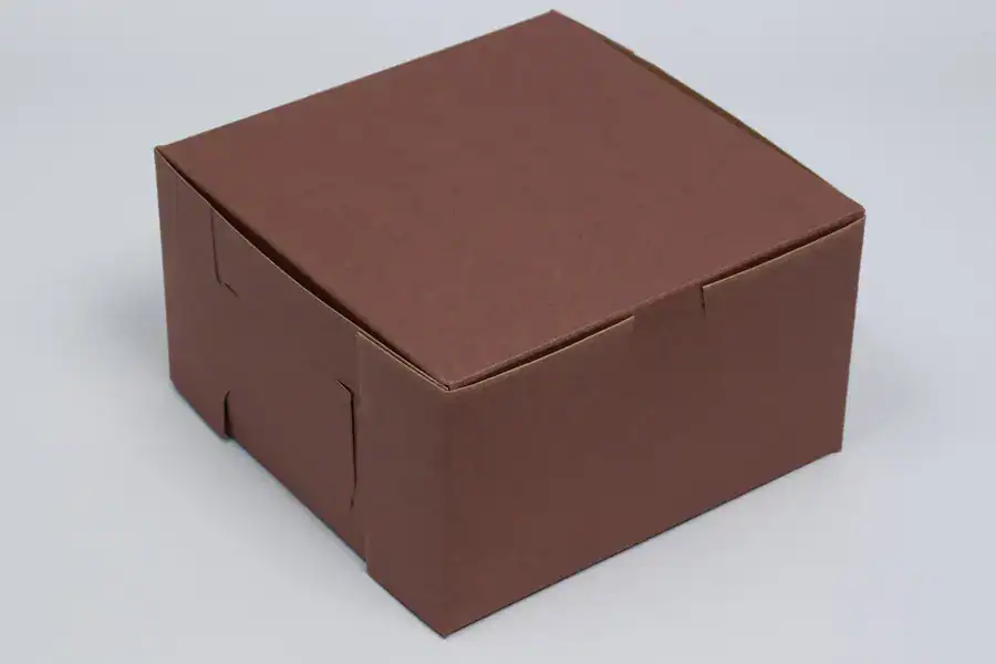 Chocolate cocoa cupcake box, 7x7x4 size, with lock corner for secure packaging.