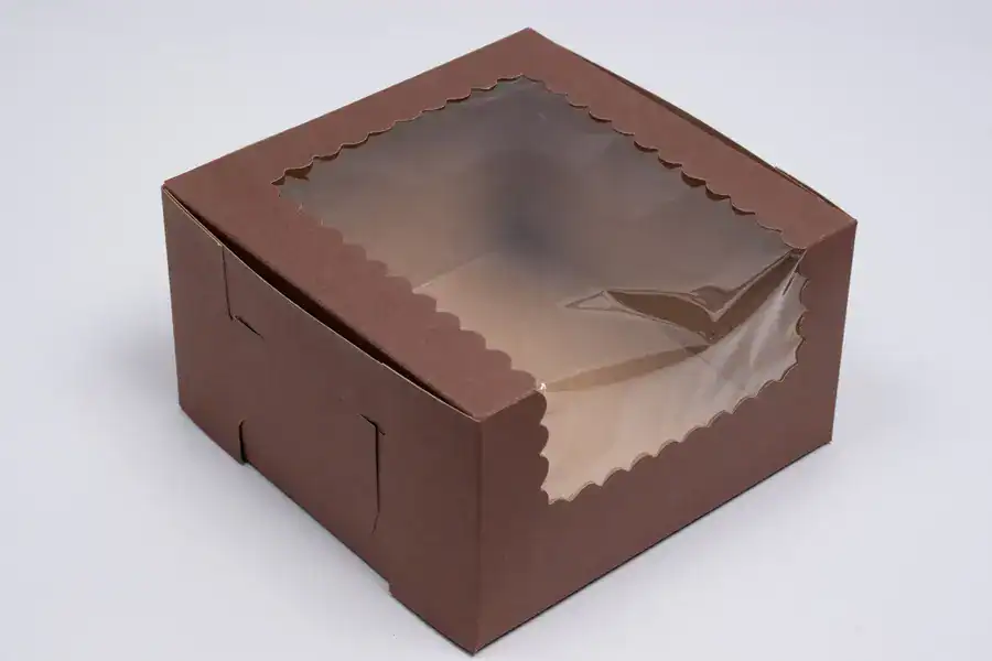 Clear view window cupcake box for packaging desserts.
