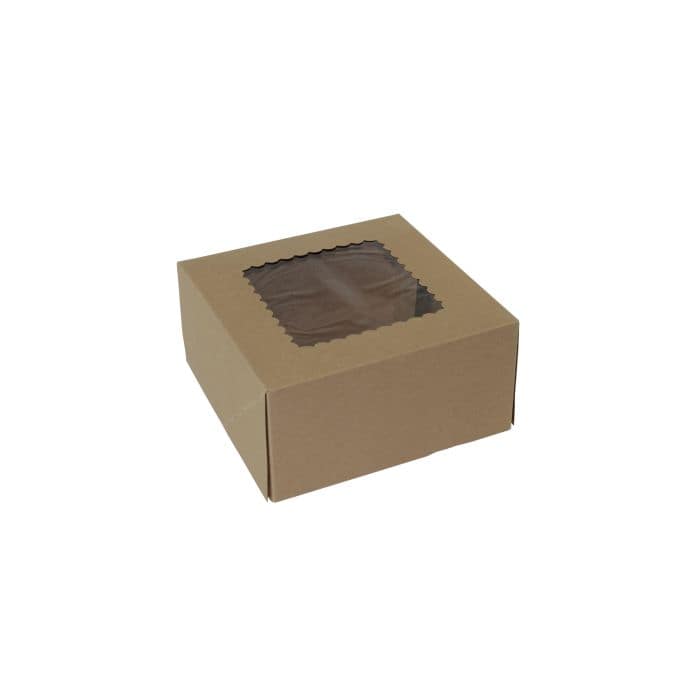 High-quality 8x8x4 kraft bakery box with window for packaging baked goods. Perfect for retail and gi.