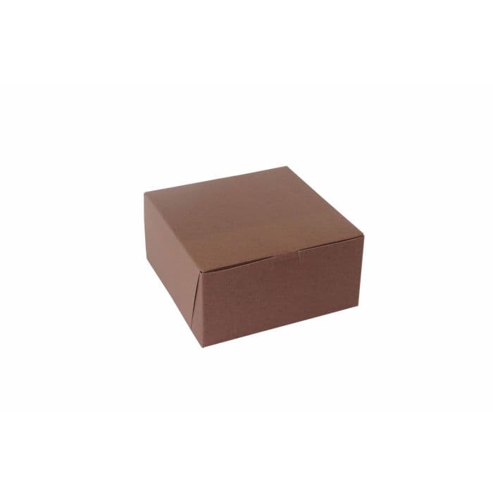 Elegant 8x8x4 cupcake box with lock corner in chocolate cocoa for secure packaging. Perfect for bake.