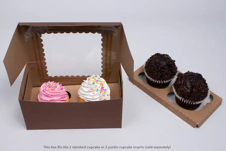 Custom cupcake and jumbo insert boxes for bakery packaging.