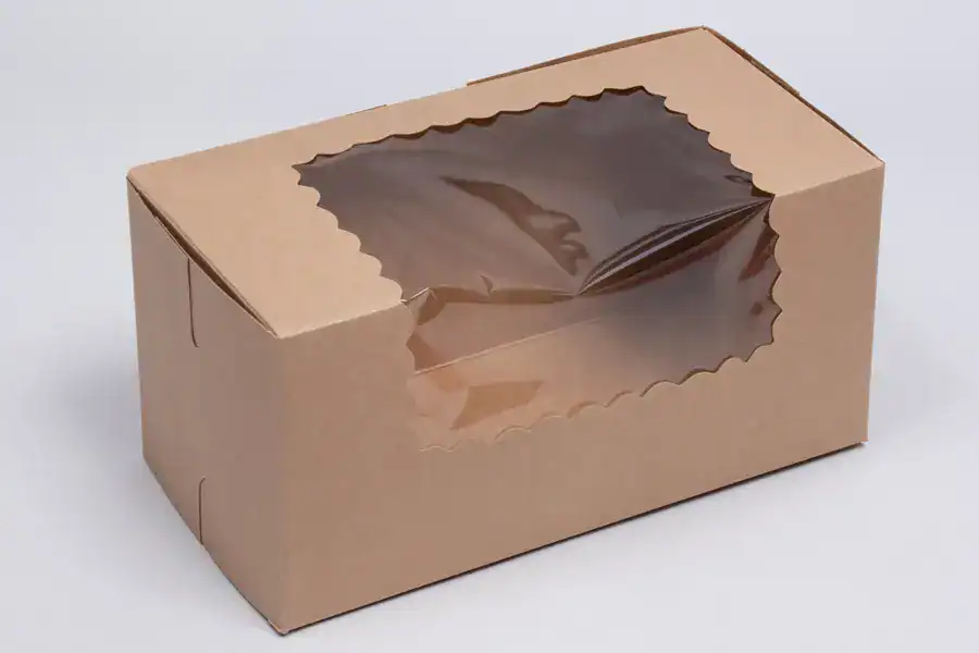 Natural Kraft 8x4x4 Window Cupcake Box with Lock Corner, 1-Piece.