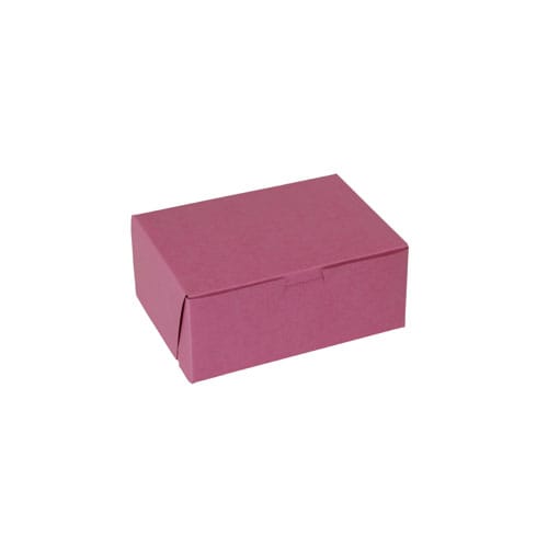 Pink cardboard shipping box for packaging and mailing.