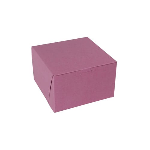 Pink cardboard shipping box for packaging and mailing.