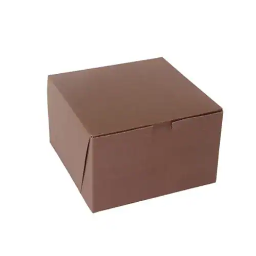 Brown bakery box with 1-piece lock corner for secure packaging.