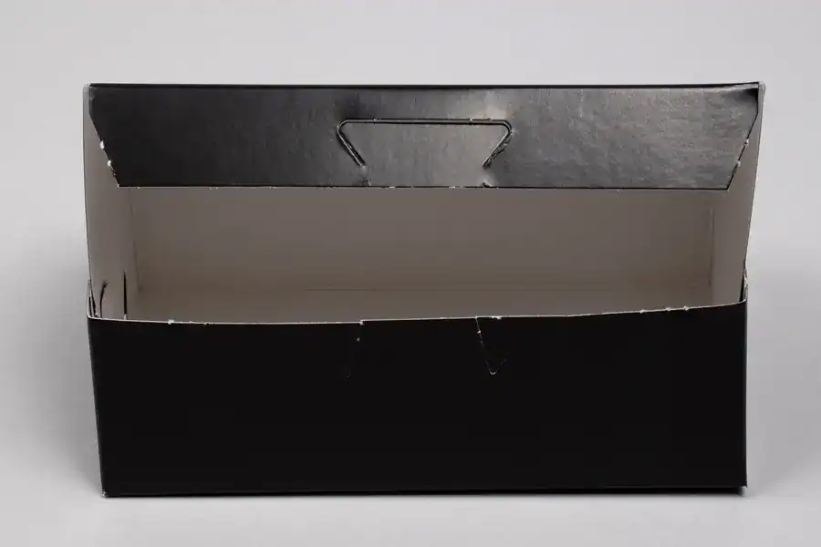 Gloss Black 4x4x4 Bakery Box for Packaging and Display.