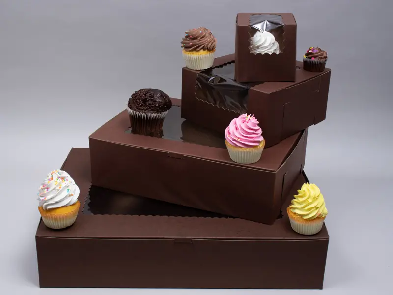 Chocolate Cocoa Brown Bakery Boxes with Window
