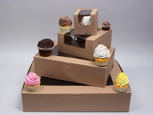 Natural Kraft Bakery Boxes with Window