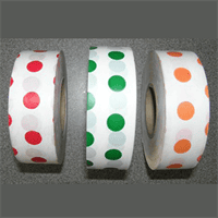 Bright blue and black polka dot flagging tape for marking and safety applications.
