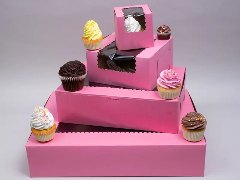 Strawberry Pink Bakery Boxes with Window