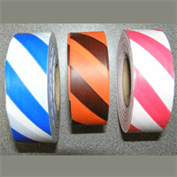Blue and white striped flagging tape for marking and safety applications.