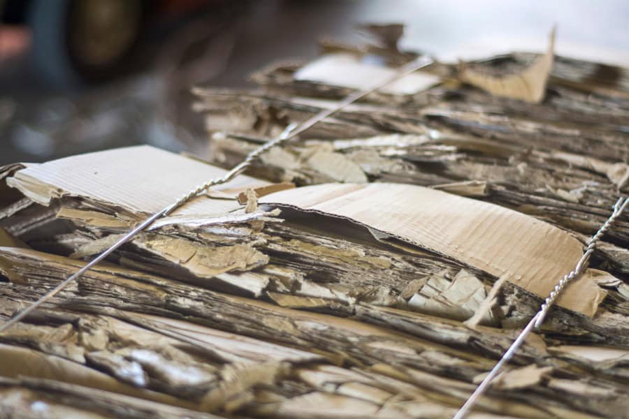 Baling Wire on Cardboard for Recycling