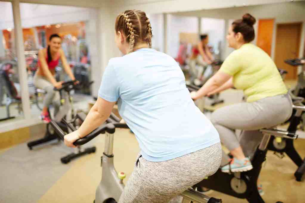 Cycling in fitness center