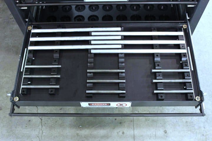 Server rack with adjustable rails for data center or IT infrastructure.