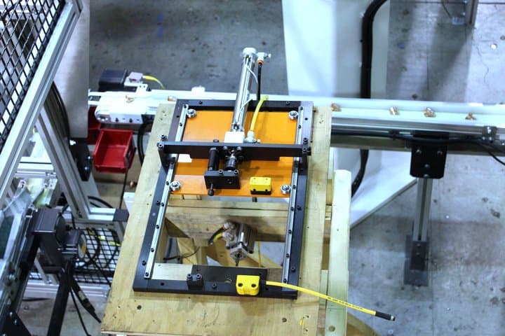 Industrial automation equipment with precision components and sensors.