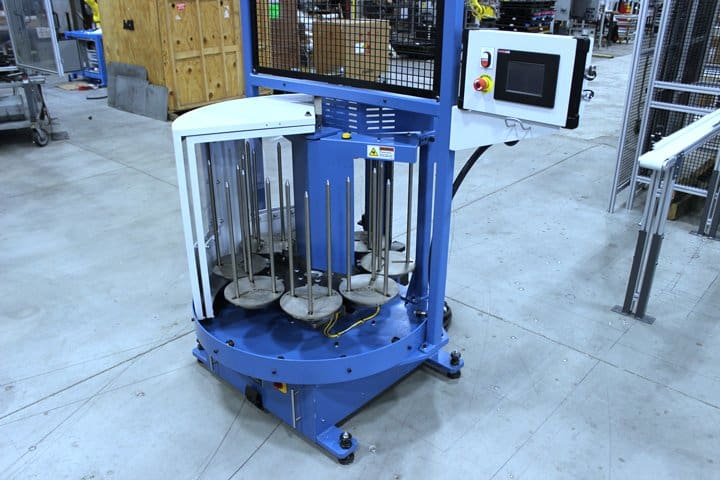 Automated material handling robot for industrial applications.
