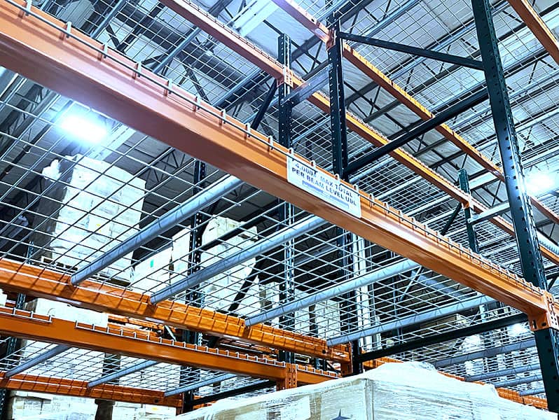 Industrial warehouse shelving and racking system for medical storage.