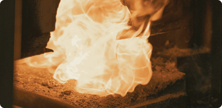 hot part on fire in forging application