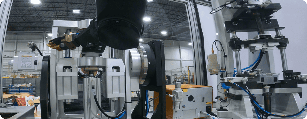 multi step robotic machine tending system