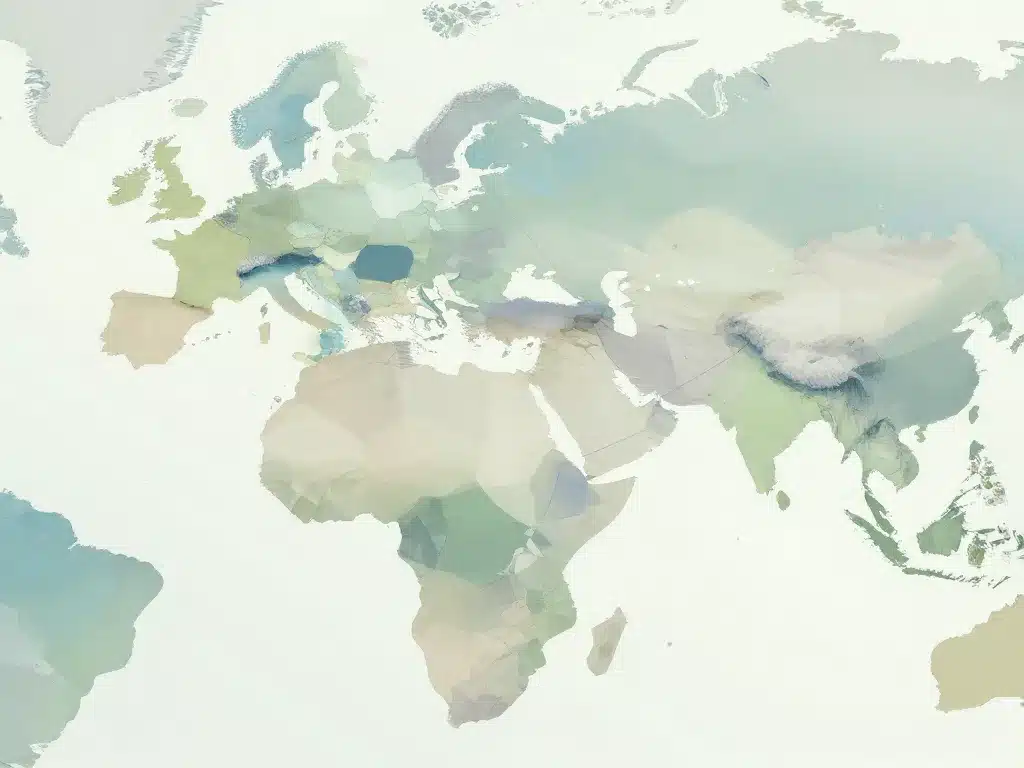 Carte abstraite zone EMEA Europe Moyen-Orient Afrique