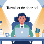 travailler de chez soi image avec bureau et éléments métiers