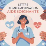 Lettre de motivation aide soignante, illustration stylisée d'empathie, soin et professionnalisme
