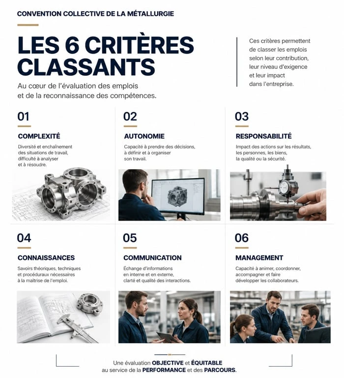Les 6 critères classants de la convention collective métallurgie pour le calcul du salaire