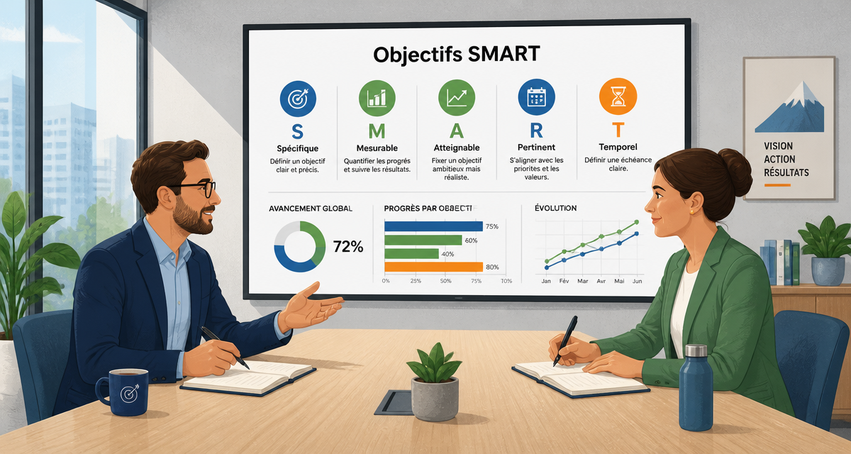 objectifs entretien annuel manager collaborateur salle réunion