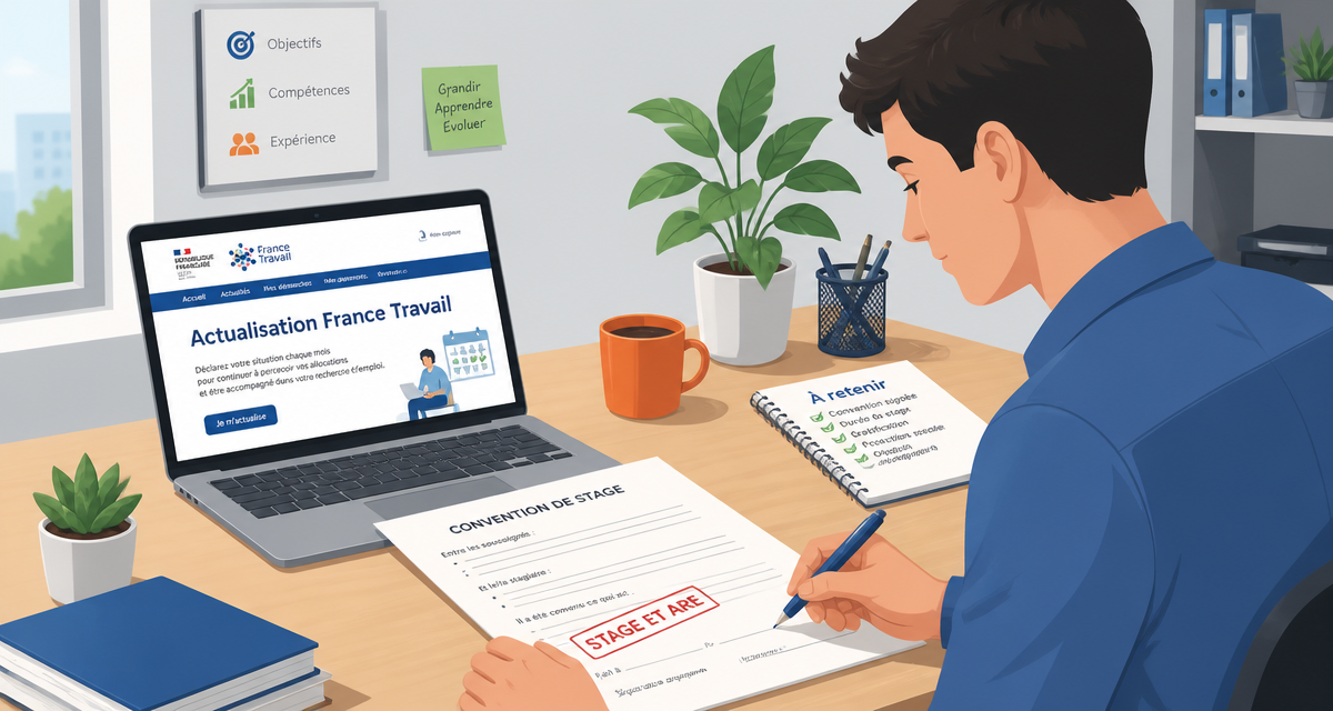 chomage et stage convention et actualisation