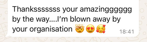 WhatsApp 'blown away by your organisation' comment