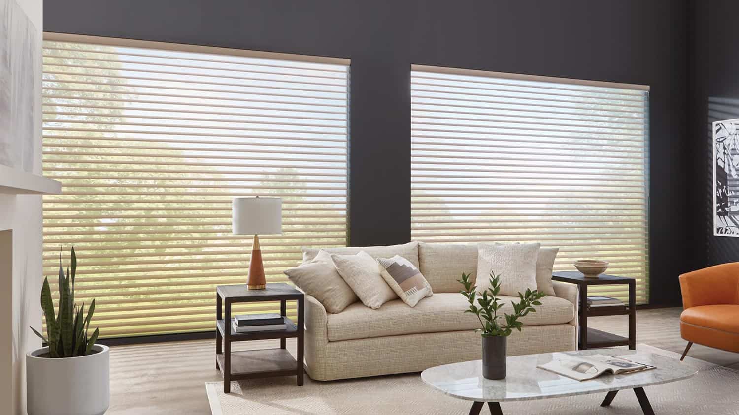 Premium window blinds in modern home interior for enhanced privacy and light control by Advance Blinds & Drapery.