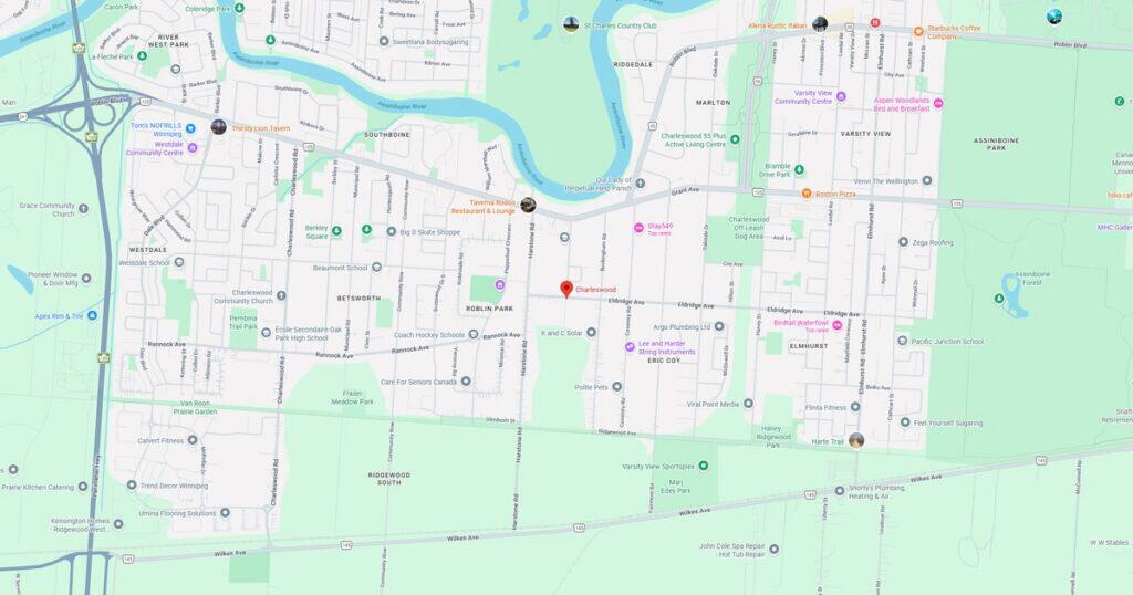 Google Map of Charleswood, Winnipeg, MB